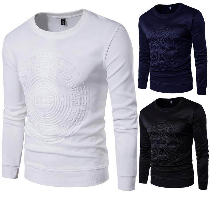 2025秋装男士压花卫衣套头太空棉长袖T恤现货1800-968-P30，男装T恤，星座1812