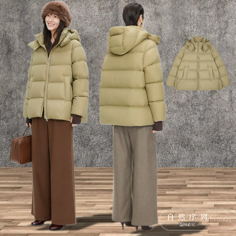 沉浸式冬日 白鸭绒加厚柜同款JN家女装25冬新连帽休闲经典羽绒服