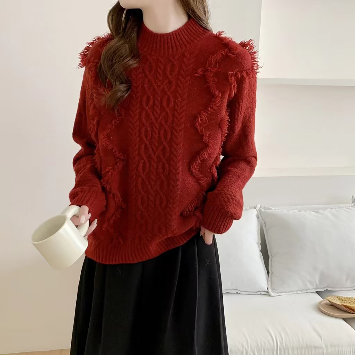 半高领慵懒风针织衫女上衣内搭可外穿2025秋冬季新款麻花毛衣内搭