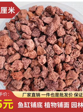 【红色1-2厘米】精筛天然火山石鱼缸铺底过滤园林覆盖物兰花铺面