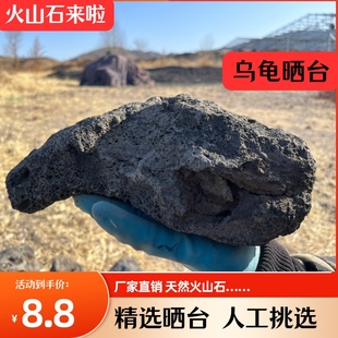 火山石乌龟晒台爬台龟缸造景晒龟台高水位晒背浮岛深水休息躲避屋