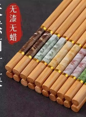 新款 健康楠竹筷家用高档耐高温不发霉好夹防滑竹筷子朋意pym