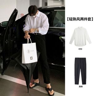 男长袖 薄款 轻熟风衬衫 高级感宽松两件套夏季 衬衣 速干商务正装 西装