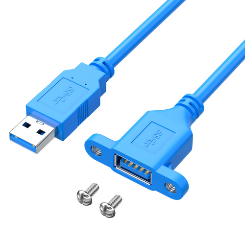 炬信USB延长线 带耳朵可固定数据线USB3.0公对母带螺丝孔固定线