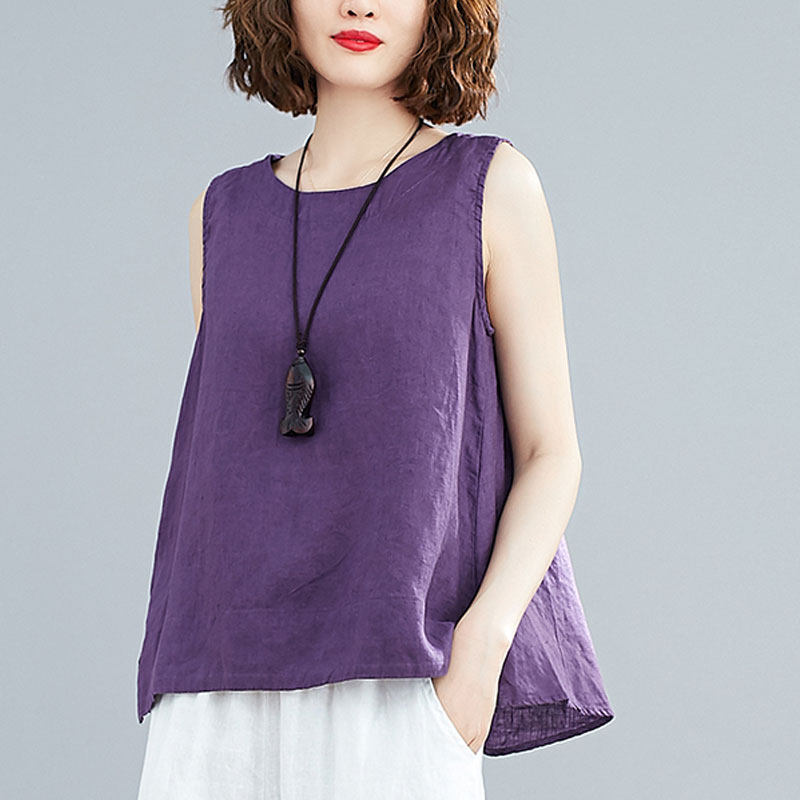 夏季棉麻无袖背心女士文艺复古纯色休闲百搭宽松显瘦亚麻吊带上衣,女装/女士精品,T恤,淘宝优惠券,粉丝福利购,淘宝优惠卷