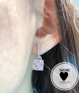 现货 香港专柜代购 英国Carat London 人造钻石粉钻耳环单颗3克拉