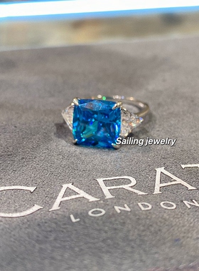 香港专柜 英国Carat London 人造蓝宝石戒指 订婚结婚晚宴