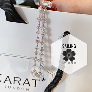 现货 香港专柜代购 英国carat london 人造钻石耳环 长款  银饰