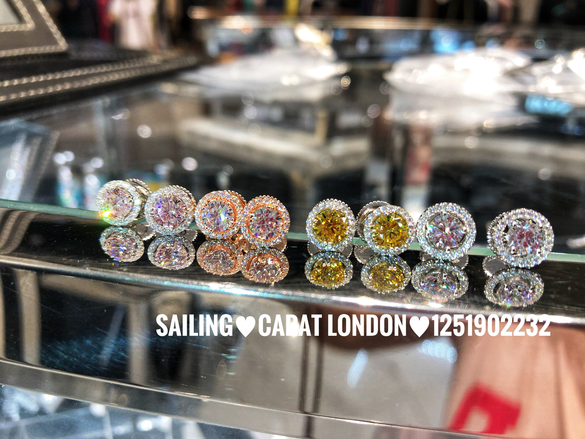 现货 香港专柜代购 carat london 1克拉 人造钻石耳钉 银镀金