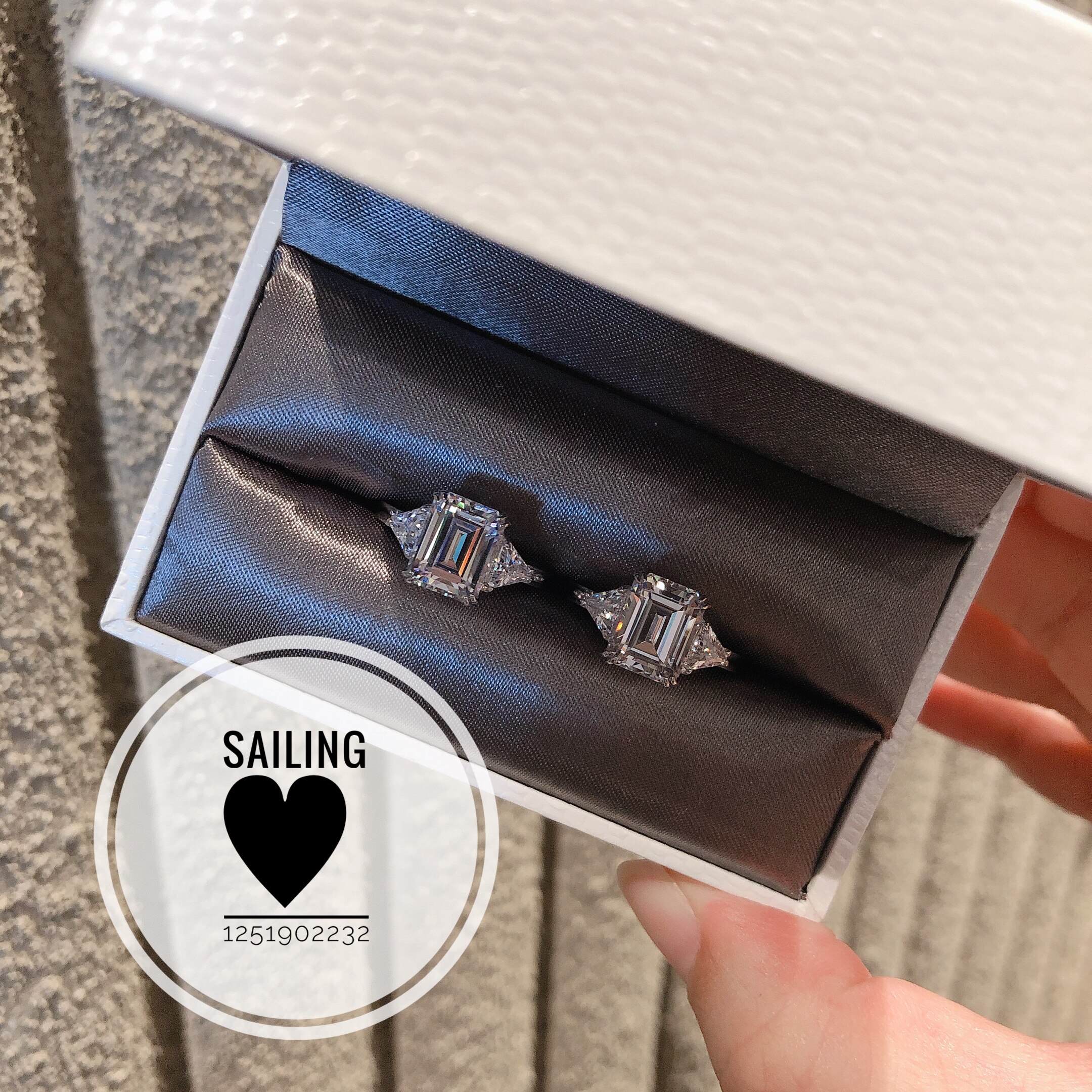 现货 香港专柜 英国CARAT LONDON 人造钻石戒指 祖母绿切割3克拉