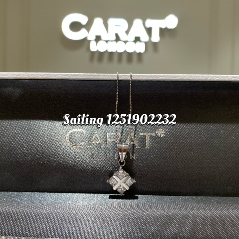 香港代购 英国carat london 人造宝石吊坠 白金 公主方 人工钻
