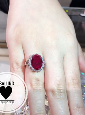 香港专柜 西班牙ARTE 艾尔蒂 椭圆形 人造红宝石 人工钻戒指 3000