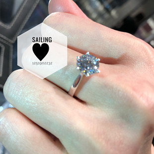 现货 香港专柜 carat london 2克拉 K白金 人造钻石戒指 经典6爪