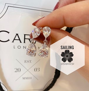 现货 香港专柜 英国CARATLONDON 水滴形 K白金 人造钻石耳环
