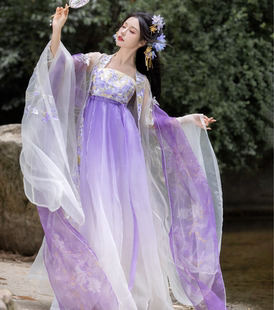 初见青黛国风原创玉腰奴改良汉服立裁诃子群重工刺绣大袖衫春夏仙