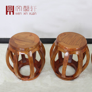 中式全实木明清仿古典家具小鼓凳桌凳方凳凳客厅凳榆木圆古凳长凳