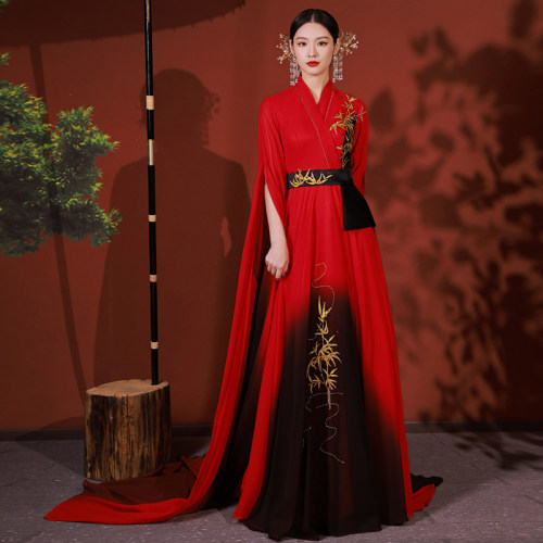 中国风古筝演奏艺考声乐演出服女