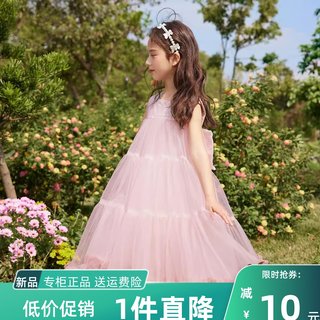 品牌折扣女童连衣裙2024夏装新款洋气蓬蓬网纱公主裙儿童背心裙子