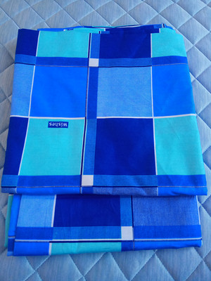 学生蓝格子床单人棉被套双人