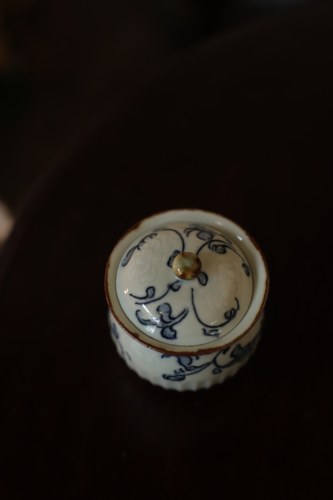 山雾工作室手工剔刻景德镇青花盖碗