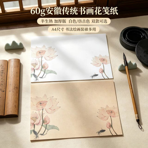 点点半生半熟宣纸A4彩笺莲蓬加厚