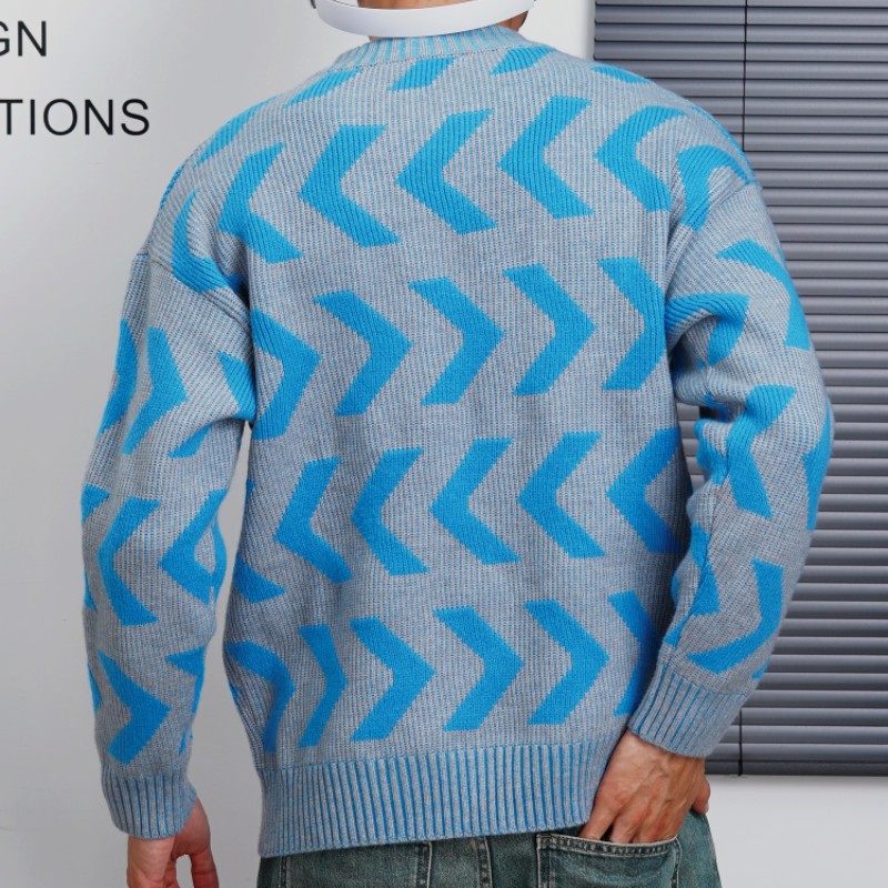 2026新款圆领毛衣男秋冬季加厚美式高街宽松提花针织衫-6608-P125,男装针织衫/毛衣,钱塘702