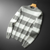 2024冬季新款水貂绒长袖毛衣男士圆领条纹针织衫男qt702-4026-P90，男装针织衫/毛衣，钱塘702