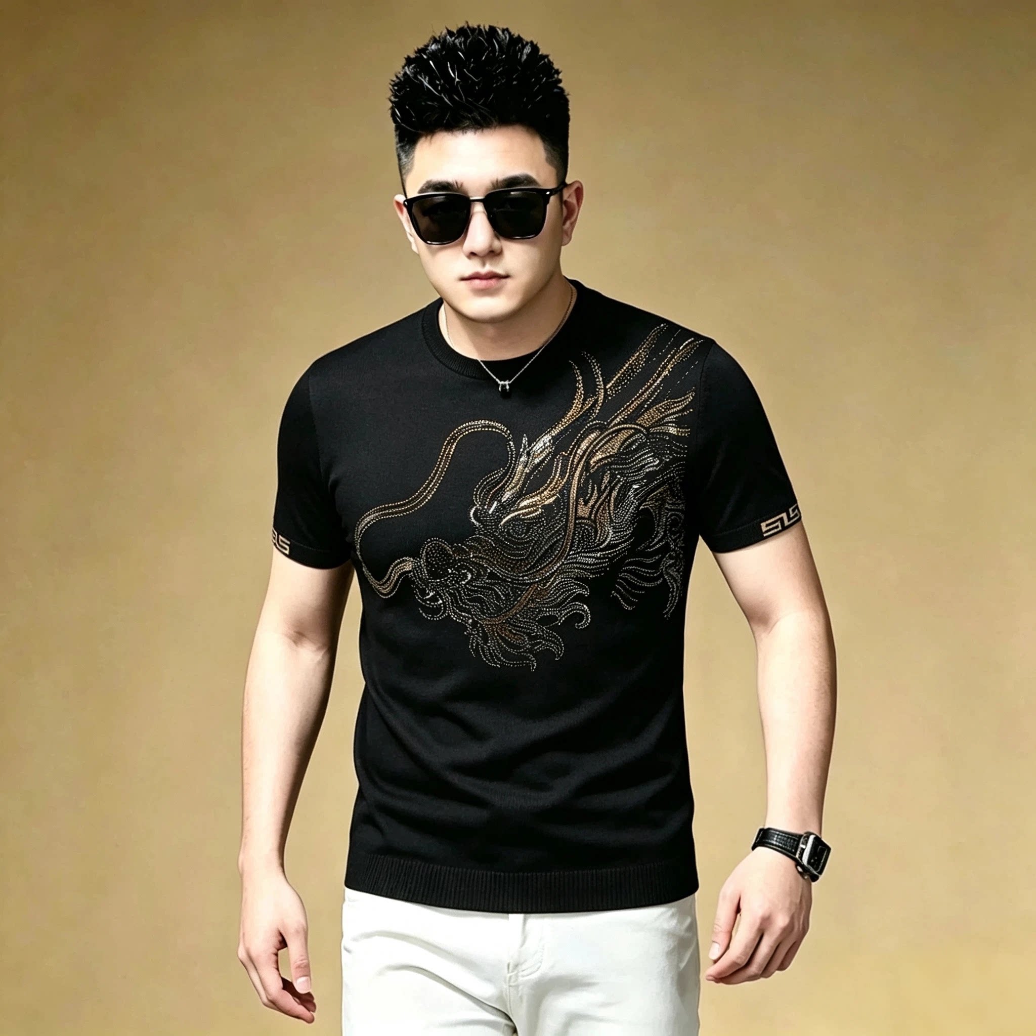 2026新款秋季针织短袖T恤男士短袖毛衣冬季半袖针织衫男1091-P75，男装针织衫/毛衣，钱塘702