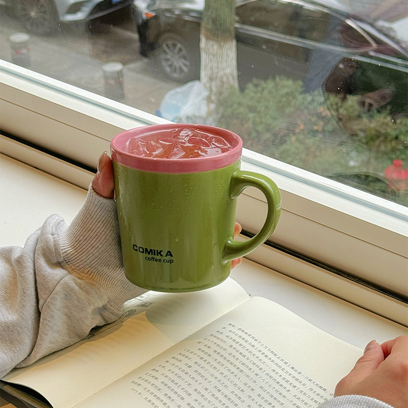 【现货秒发】COMIKA口咔马克杯双色高颜值陶瓷杯子女生水杯咖啡杯图片
