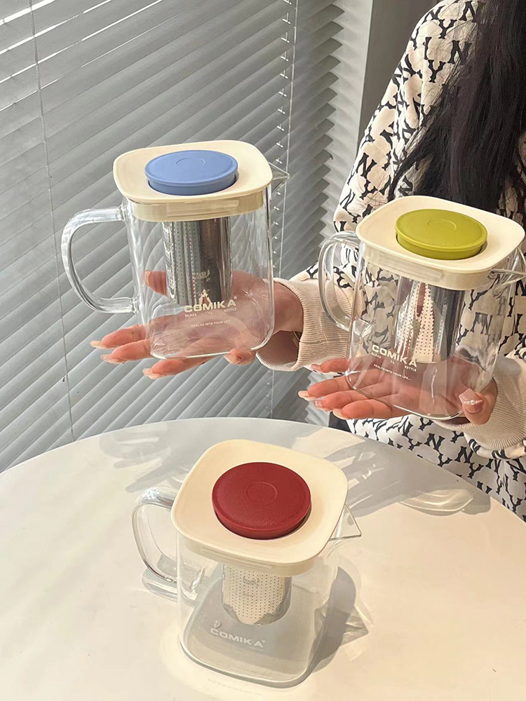 【现货秒发】COMIKA口咔茶壶玻璃耐高温泡花茶大容量冷水壶带茶漏