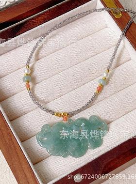 天然A货翡翠蓝水凤凰呈祥