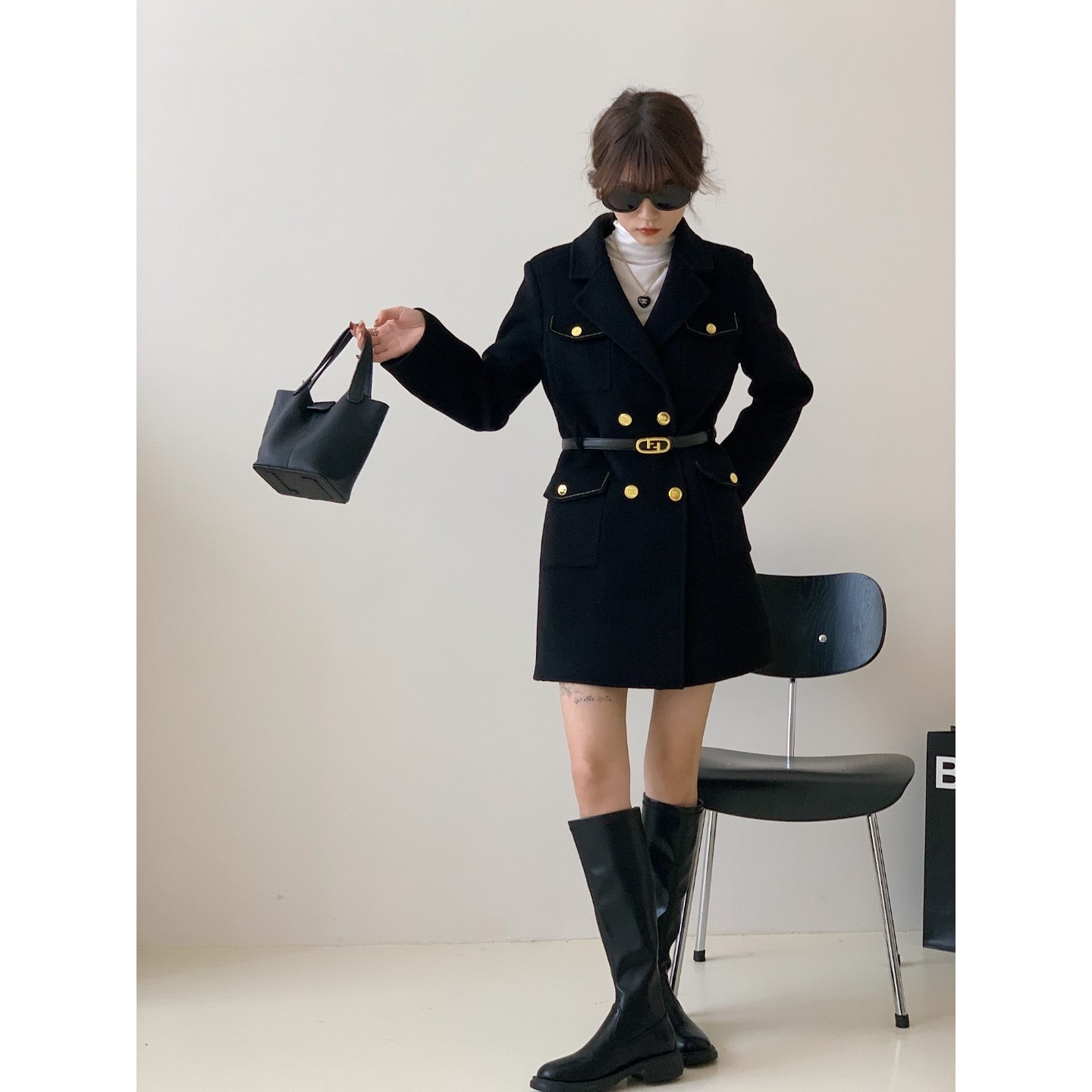 【芳芳力荐】秋冬轻奢高级感双面呢羊绒大衣中长款羊毛外套B-296