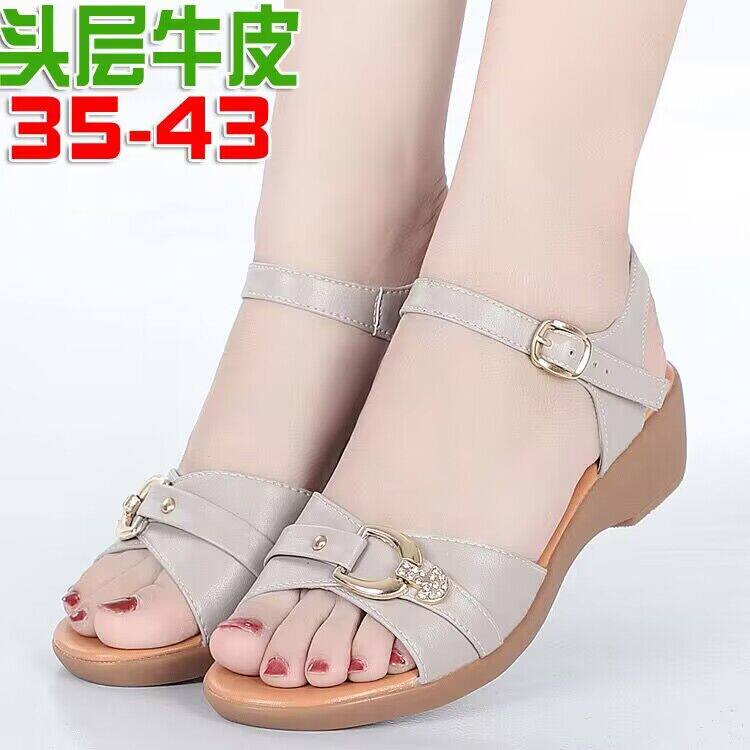 妈妈鞋新款真皮女凉鞋软底凉皮鞋