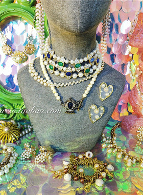 欧美复古耳环花朵珍珠项链