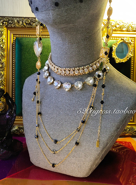 原创设计风欧美复古耳环琉璃项链