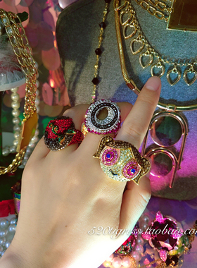 欧美风小众设计水果闪钻内径戒指