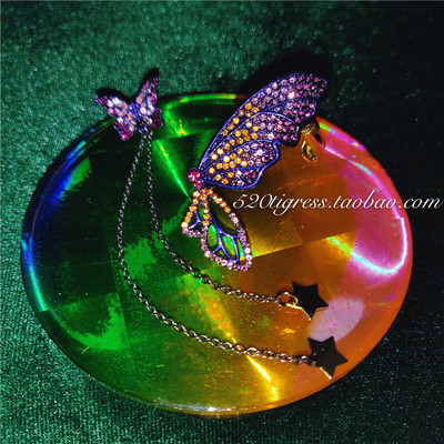 小众美国满钻不对称蝴蝶耳钉