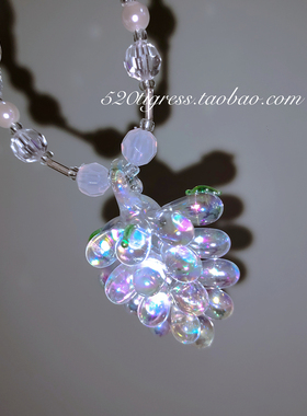 欧美古董琉璃项链幻彩水果吊坠