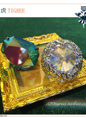 独家小众复古水晶大宝石戒指