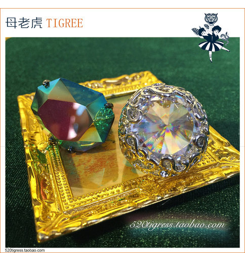 独家小众复古水晶大宝石戒指