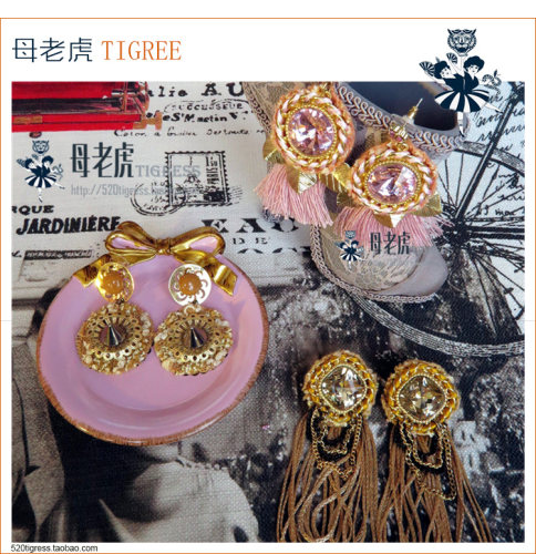 小众独家手工编织复古锆石耳环