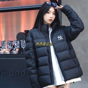 MLB外套羽绒服2022冬季男女NY背后镂空大标LOGO短款立领3ADJB0726