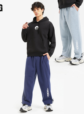 秋季美式休闲痞帅高端灰色卫裤男生宽松抽绳百搭运动束脚长裤子潮