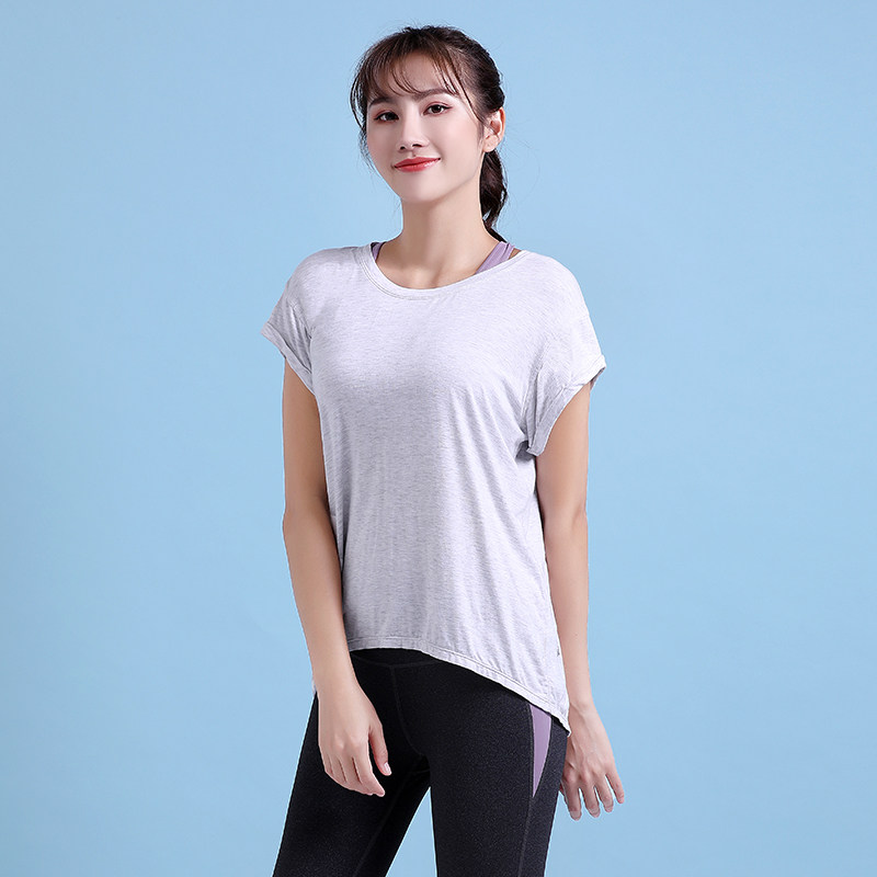 运动上衣女夏天宽松健身服跑步罩衫速干T恤长瑜伽服短袖