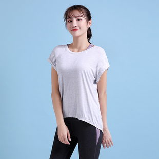 运动上衣女夏天宽松健身服跑步罩衫速干T恤长瑜伽服短袖