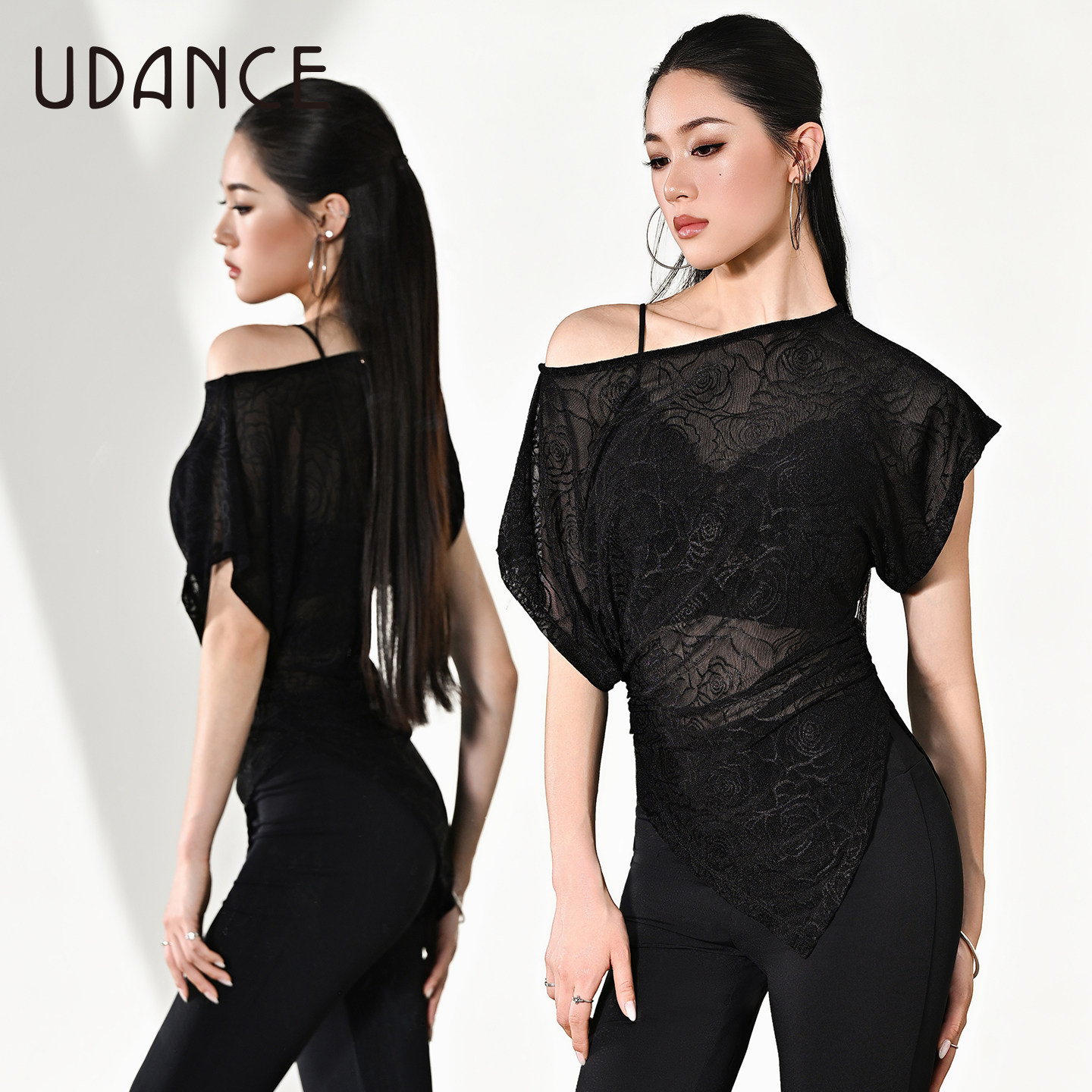 UDANCE拉丁舞上衣女成人新款舞衣舞蹈练功服夏时尚宽松短袖 BD124 - 实物图