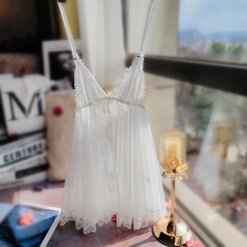 性感睡衣女夏季网纱薄款高级感蕾丝吊带睡裙纯欲风家居服套装