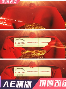 C931 AE模板 红色喜庆 绸缎 红布拉开揭幕 开幕 授牌仪式视频制作