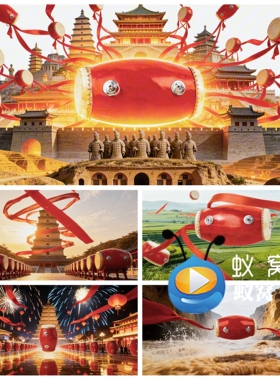 S7302开场腰鼓舞《安塞腰鼓》 民族舞蹈舞美汇报演出背景视频素材