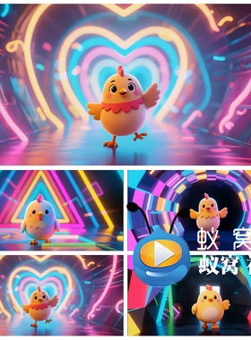 S6563《小鸡小鸡》少儿群舞卡通动感少儿晚会LED大屏背景视频素材